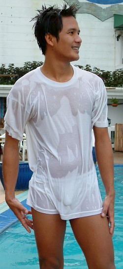 pool side wet t-shirt