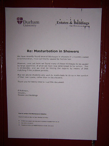 masturbation in showers notice
